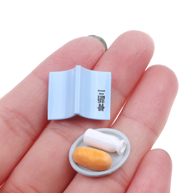 

1set Dollhouse Miniture Food Milk Bread Book Plate Model Kitchen Accessories For Doll House Decor Kids Pretend Play Toys