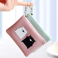 black and white pig coin purse womens mini cute zero wallet short ultra thin oxford zipper cards holder case bags girls boys