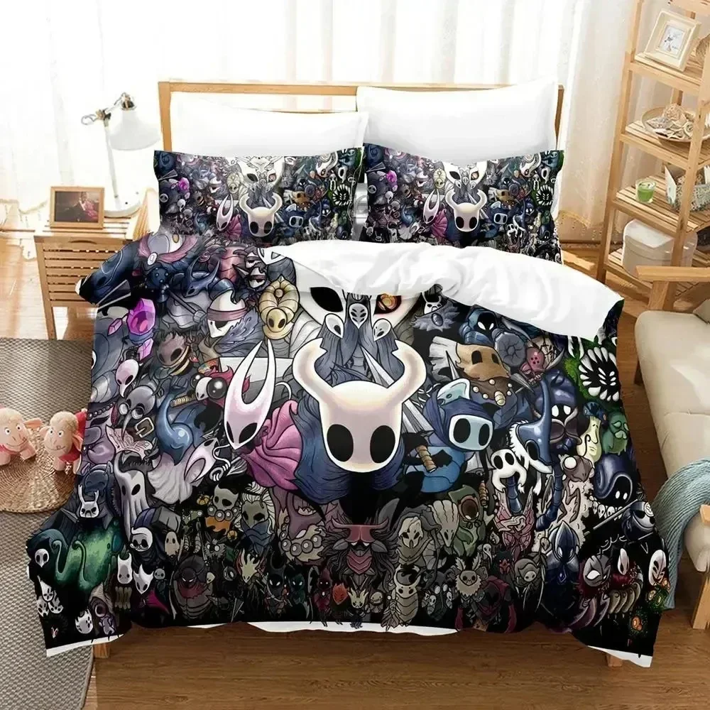 Комплект постельного белья «Аниме-игра Hollow Knight»: пододеяльник, простыня, наволочки, для кроватей размеров Full, Queen, King, для спальни (art.: 3920d4fccaa3e) - 3920d4fccaa3e
