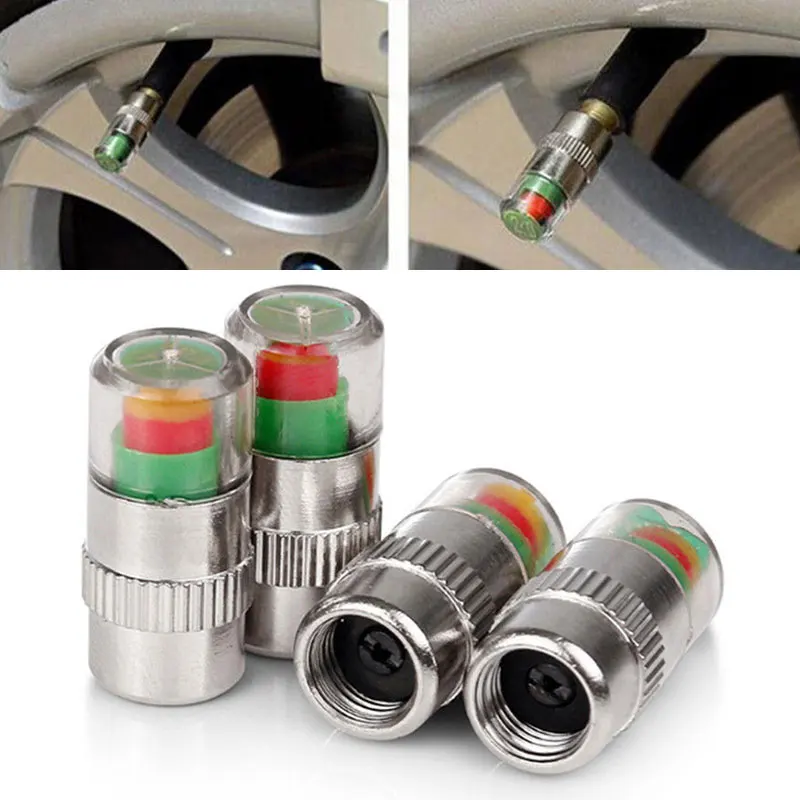 

Cars Tire Air Pressure Monitor Alert 4Pcs/set Indicator Tire Valve Cap Gauge Car Tyre Pressure Gauge Caps Useful Car Accessories