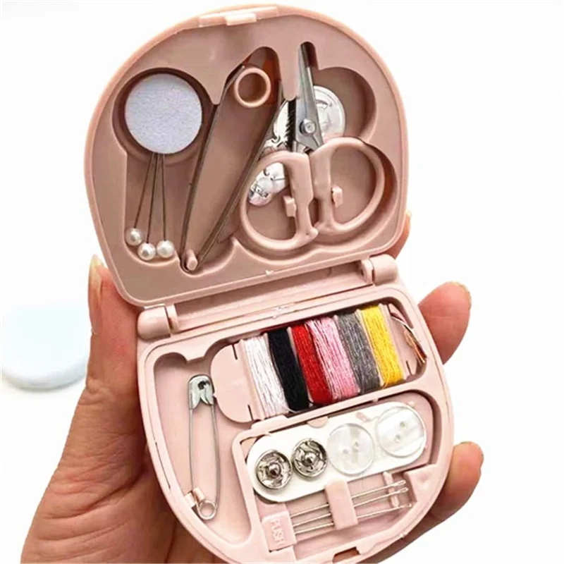 

1set Buttons Pins Storage Boxes Sewing Box Household Portable Travel Mini Sewing Kit Scissor Thimble Needle Threads Box Set