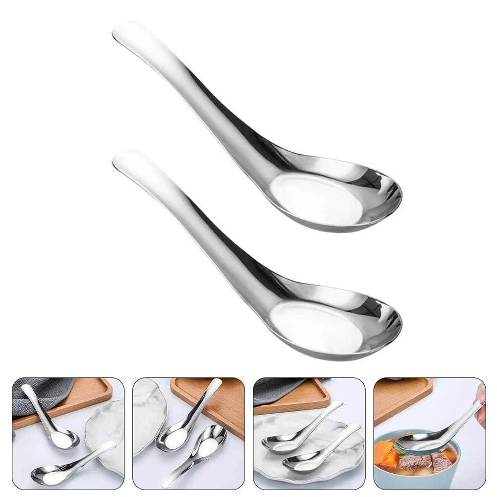 

Spoon Spoons Soup Tea Rice Desert Steel Stainless Flat Banquet Set Cutlery Porridge Coffee Restaurant Gruel Tablespoons
