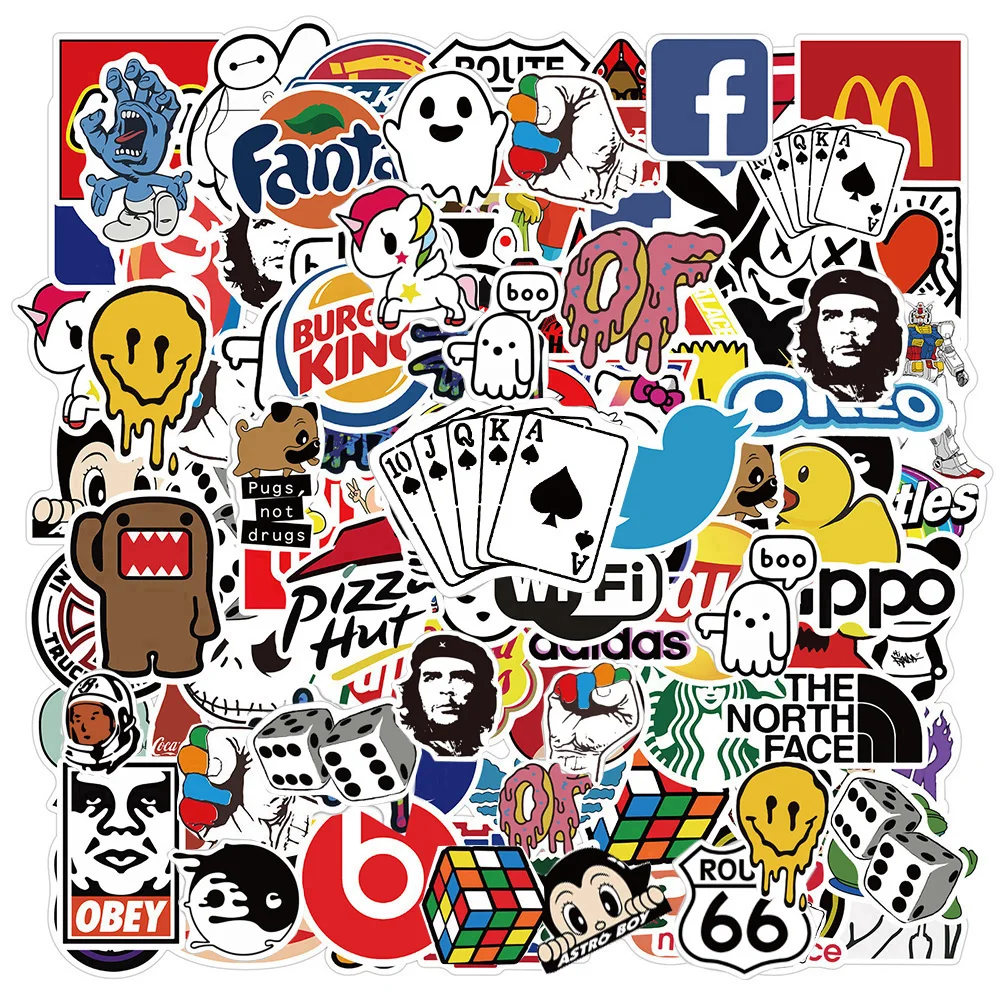 

10/50/100PCS Cool Fashion Brand Logo Stickers Aesthetic Laptop Skateboard Water Bottle Waterproof Graffiti Decal Sticker Kid Toy