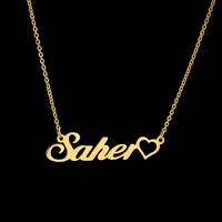 personality name heart customized necklaces link chain fashion stainless steel nameplate neckl for women jewelry gifts collier