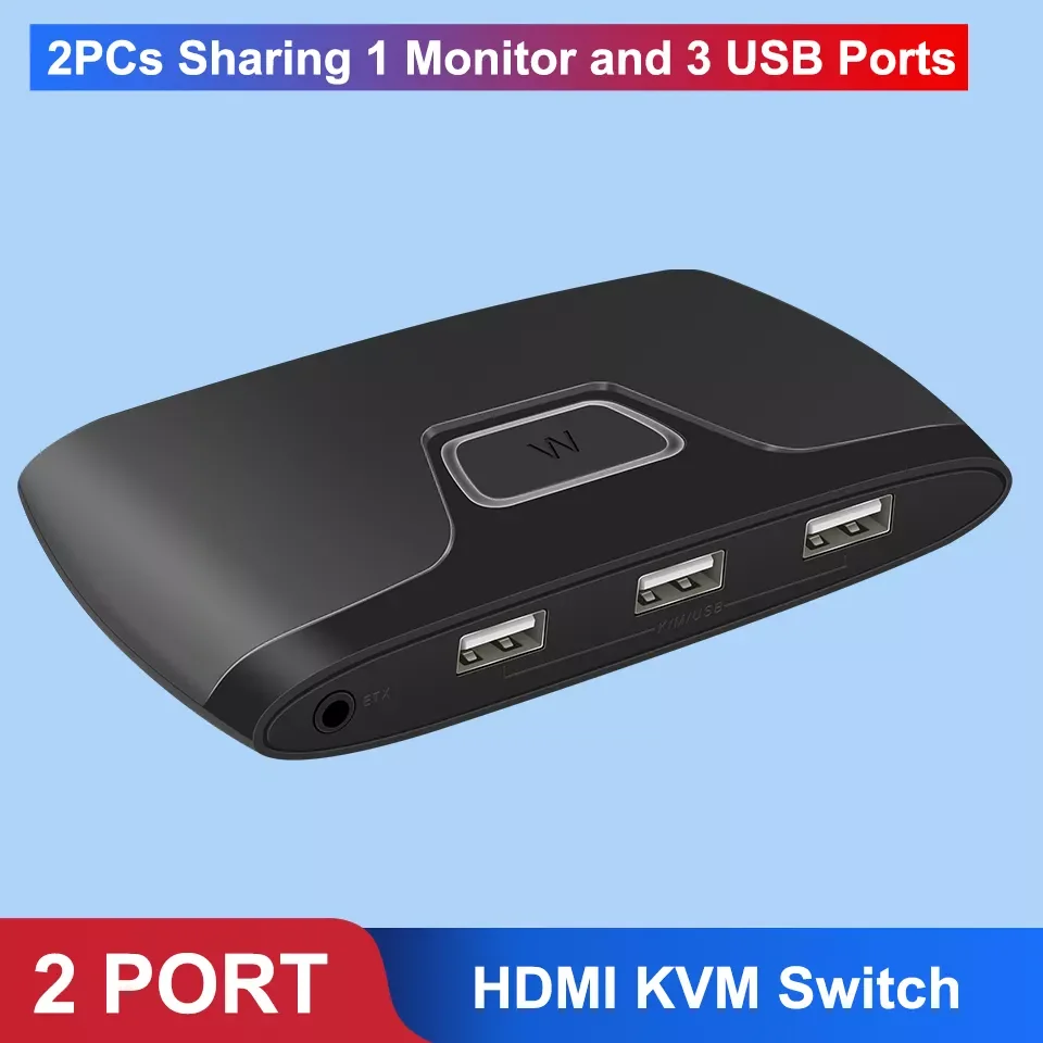 KVM Switch HDMI 2 Port 4K USB HDMI KVM Switch 2 IN 1 OUT Box for 2PC Sharing Printer Keyboard Mouse HDMI Switcher for PC Monitor