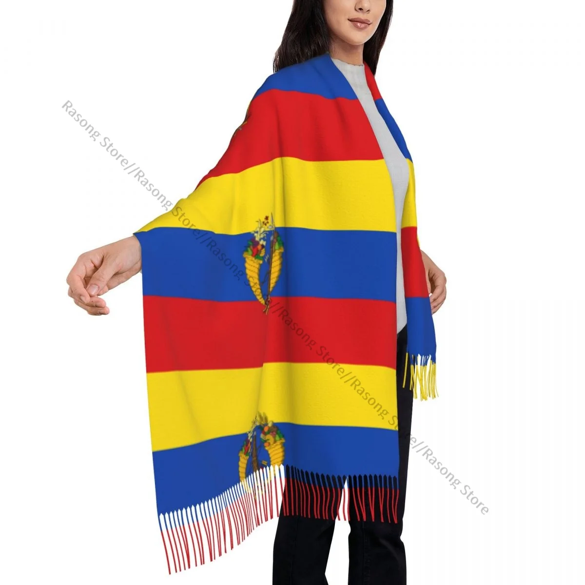 Шарф с кисточками большой размер 196*68 см зимняя теплая шаль из пашмины буфанда