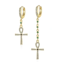 romantic charming long drop earrings for women crystal zirconia huggies with chain cross tassel pendant dangle earring jewelry