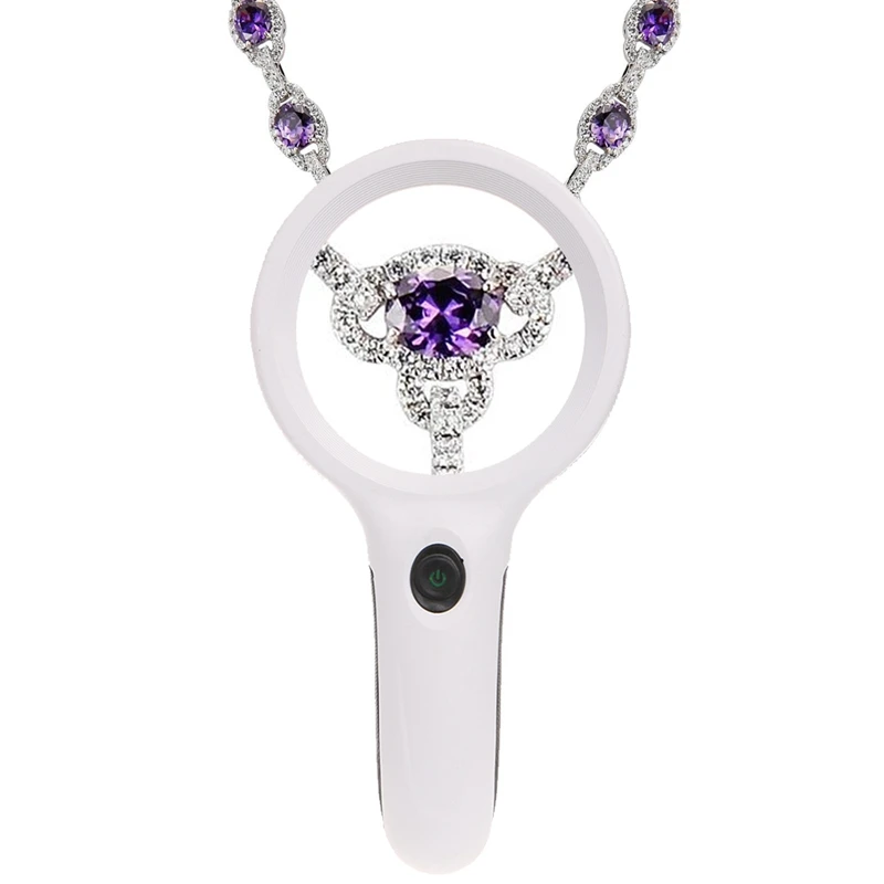 

652F 10X Handheld Magnifier Magnifying Glass Lens Loupe 8 LED Light With Money Detect