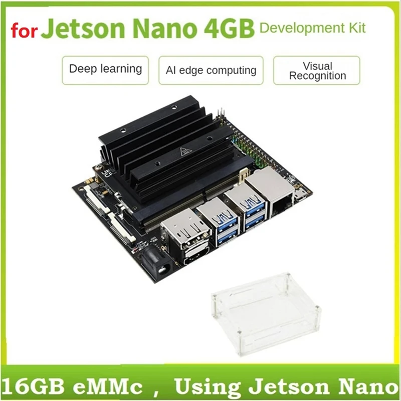 

Комплект разработчика для Jetson Nano 4 Гб (B01), комплект интеллектуальной макетной платы с ИИ со встроенным нано-модулем Jetson + радиатор