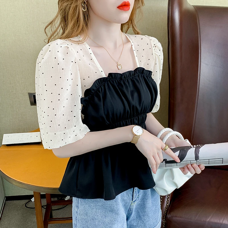 Милая сетчатая строчка с коротким рукавом |