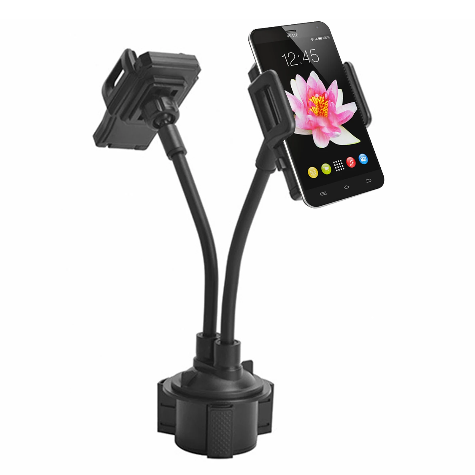

Dual Phone Cup Holder For Car Flexible Universal Dual Cell Phone Holder For Car Long Flexible Neck 360Rotatable Universal