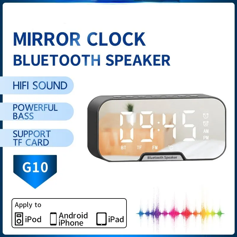 

Multifunction Alarm Clock LED Wireless Bluetooth-compatible Speaker FM Radio Music Player TF Card Bass Boom For All Phone Clocks