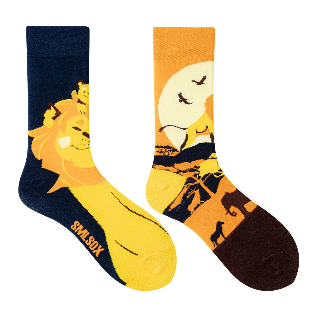 Новые модные носки с животным узором щенок кошка AB асимметричная утка-мандаринка