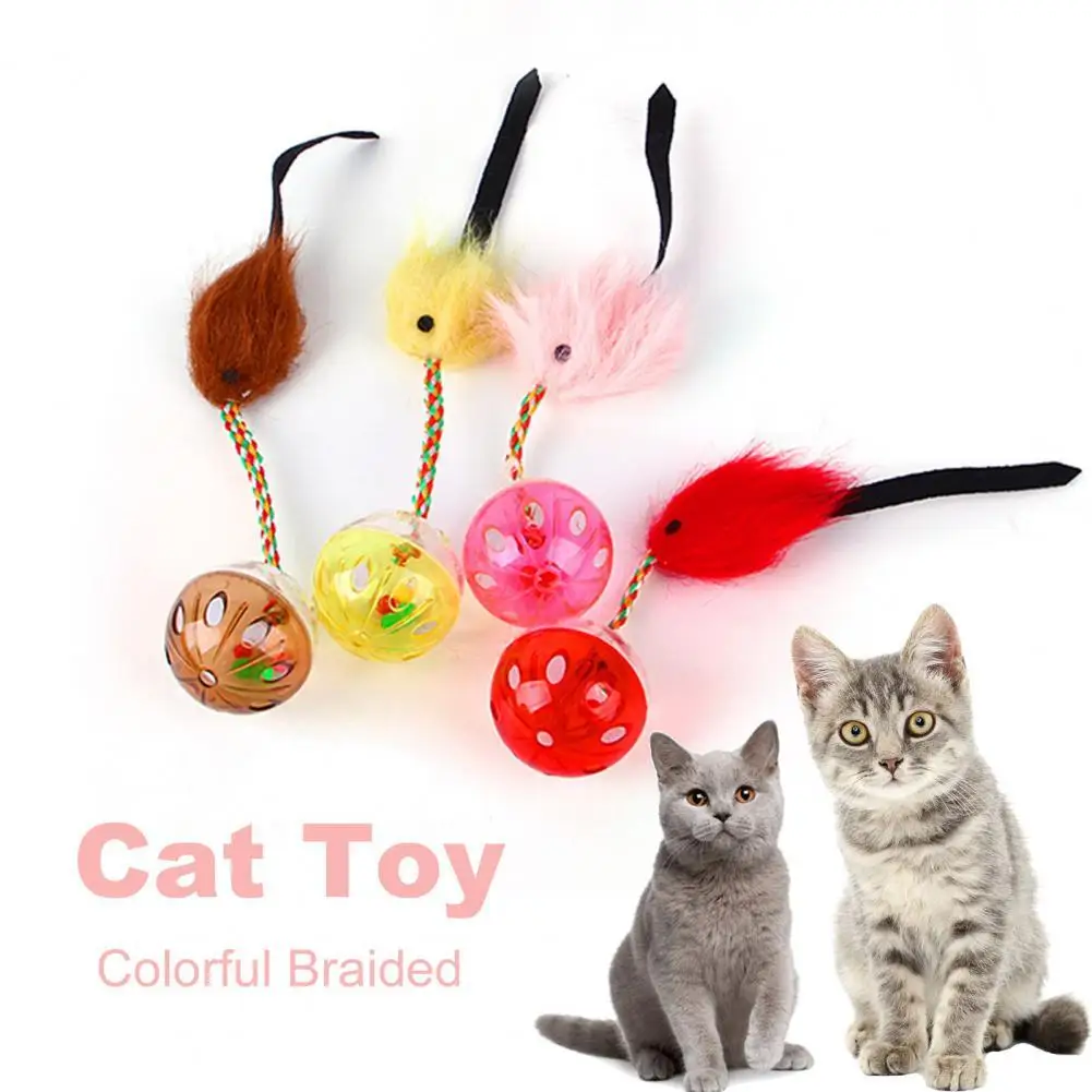 

Cat Toy Pet Bell Mice Ball Lovely Shape Colorful Braided Rope Relieve Boredom Interactive Toy Toy Cat Supplies Ball Toy