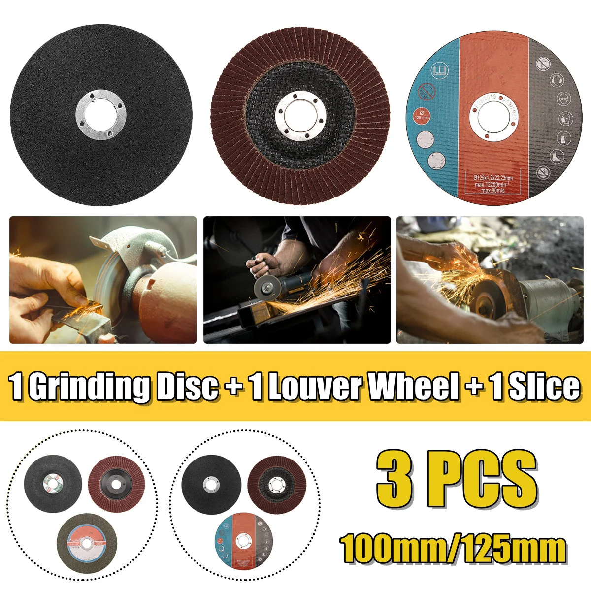 100mm/125mm Sanding Discs Grinding Wheels Polishing Disc Louver Wheel Slice for Angle Grinder HSS Saw Blade Carbite