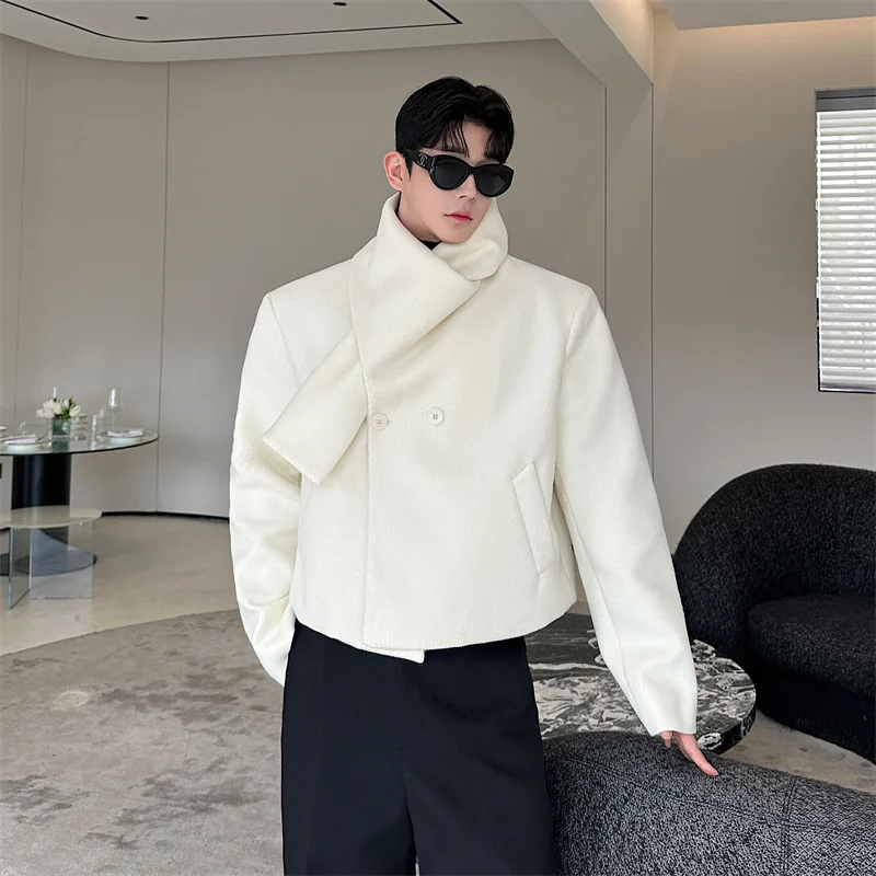 Пальто NOYMEI мужское зимнее Новое утепленное дизайнерское двубортное однотонное