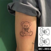 cute black bear design waterproof temporary tattoo ladies men body art fake tattoo sticker