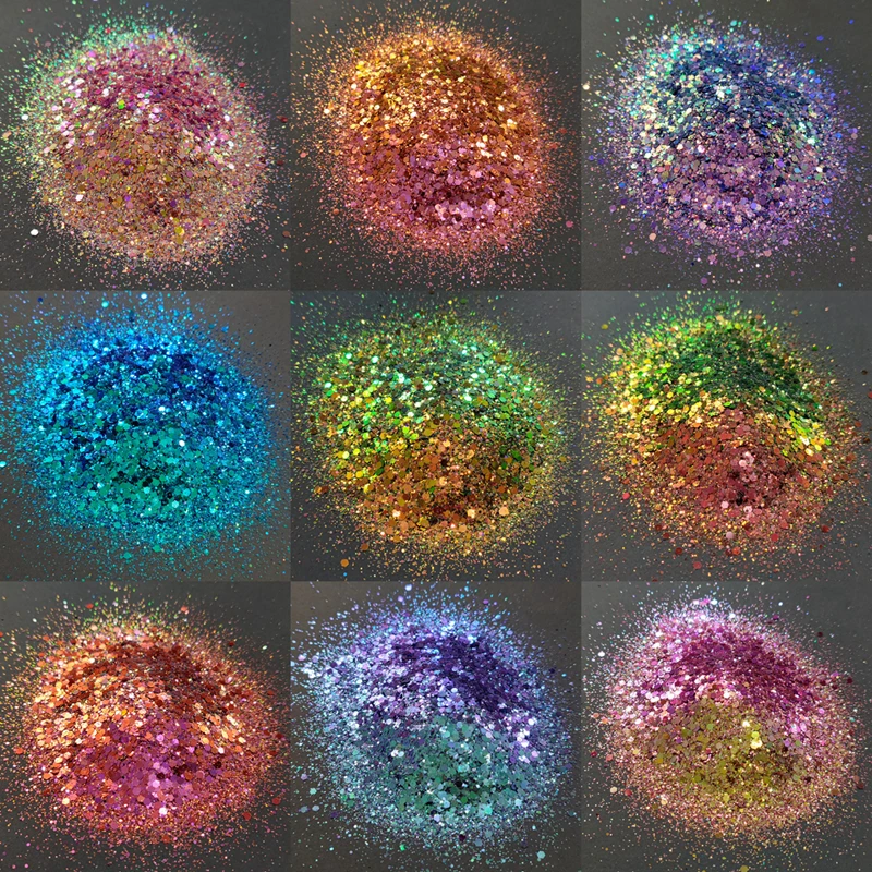 6 г/бутылка шестигранный блеск для ногтей хамелеон металлический хамелеоновые