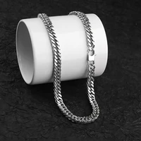 men jewelry titanium steel cuban necklace stainless steel encrypted thick collarbone chain hip hop nightclub bar necklace women