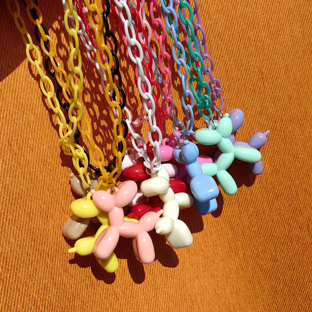 

ZX Acrylic Big Dog Pendant Necklace for Women Colorful Resin Layers Statement Necklace Wholesale Animal Jewelry Girls Party Gift