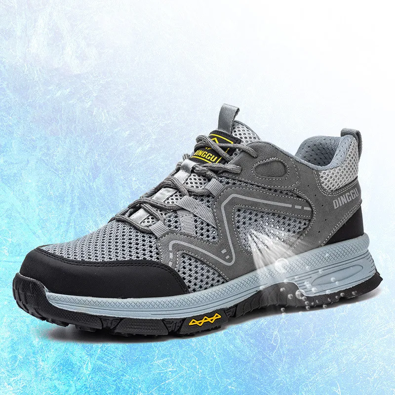 Мужские повседневные рабочие ботинки со стальным носком летние дышащие защитные