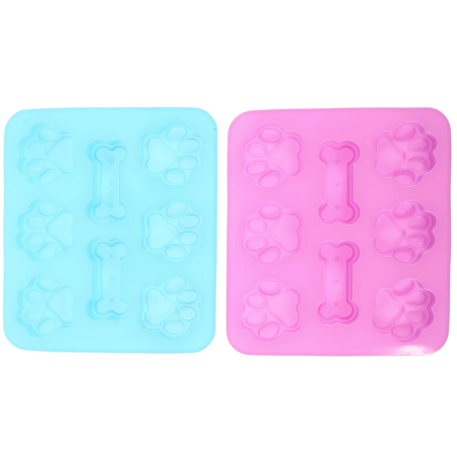 

2 Pcs Baking Mat Chocolate Snacks Dog Bone Mold Silicone Molds Treats Silica Gel Paw Food