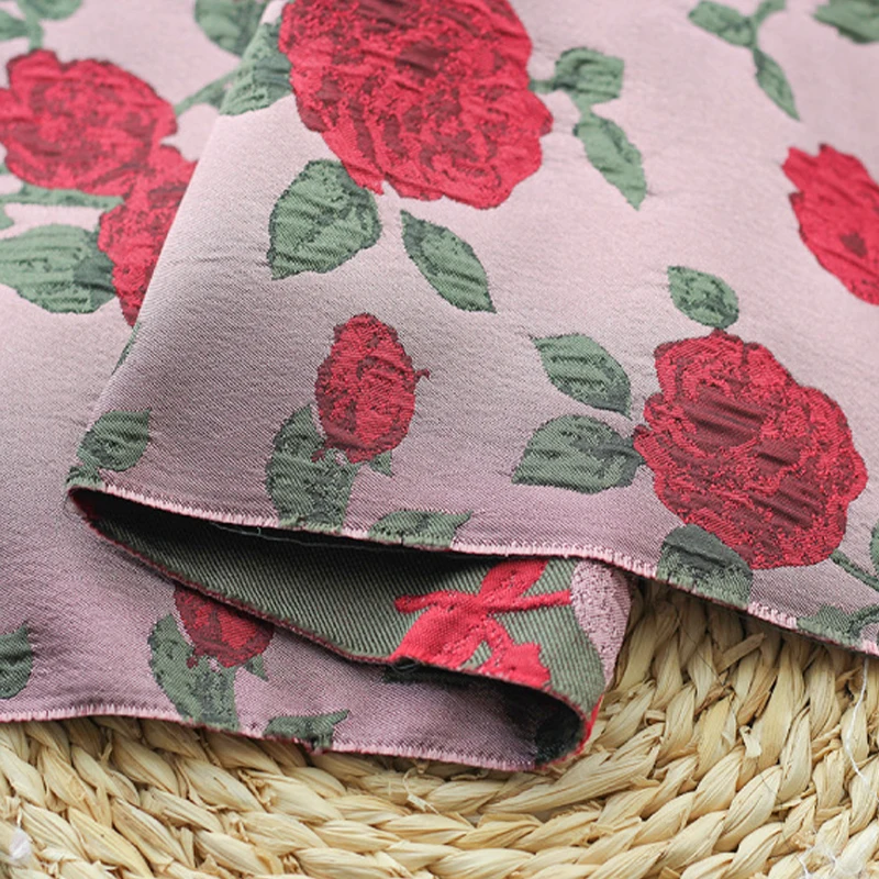 1x1 46 м ткань с тиснением розы винтажная 3D розовая жаккардовая окрашенная в пряже