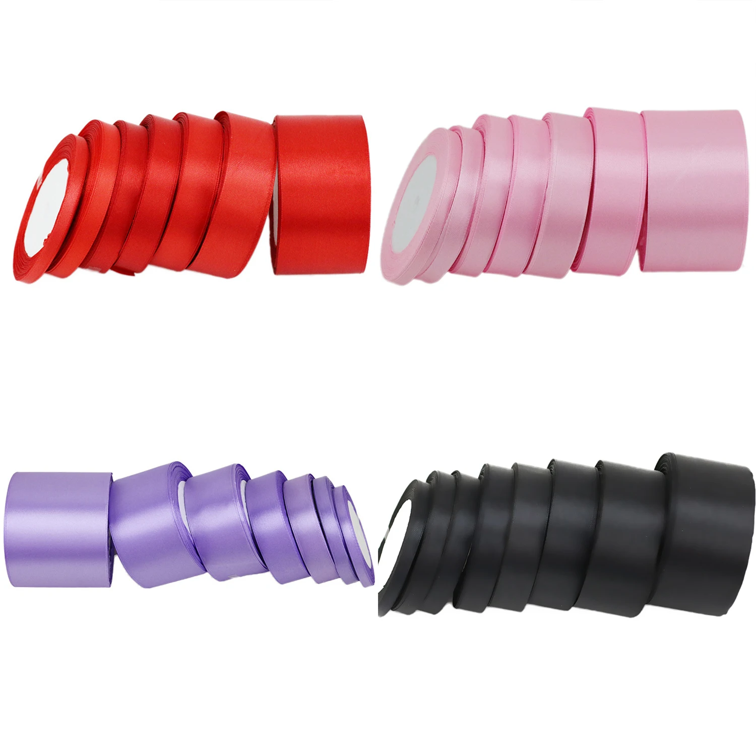 Однотонная атласная лента для украшения свадьбы, 6-20 мм, 25 ярдов