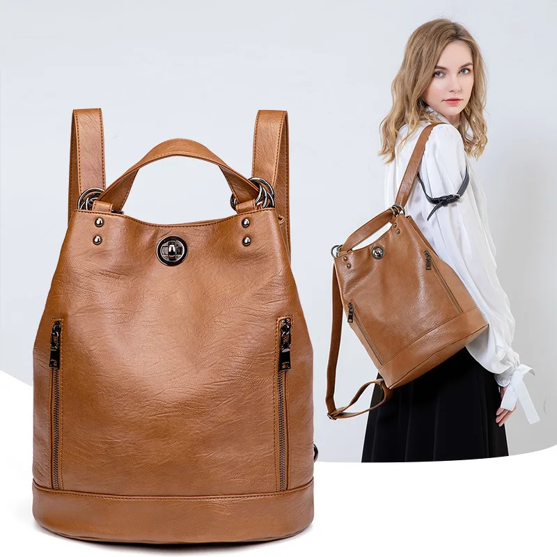 

Новый модный простой нишевый дизайн в европейском и американском стиле ретро дорожный вместительный рюкзак на плечи для женщин