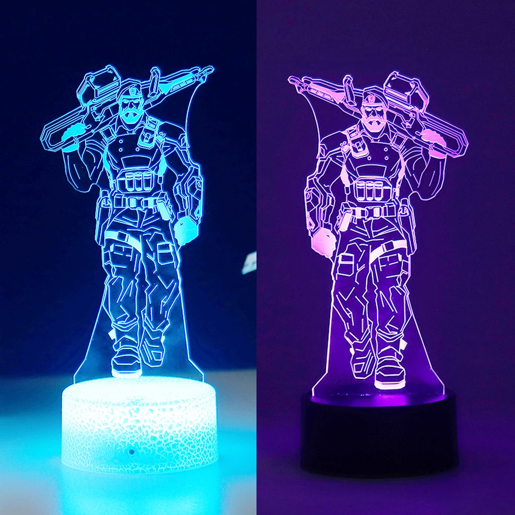 

Hot New VALORANT Brimstone 3D Led Night Light For Kid Anime Genshin Impact Home Bedroom Sunset Lamp Children Festival Decor Gift