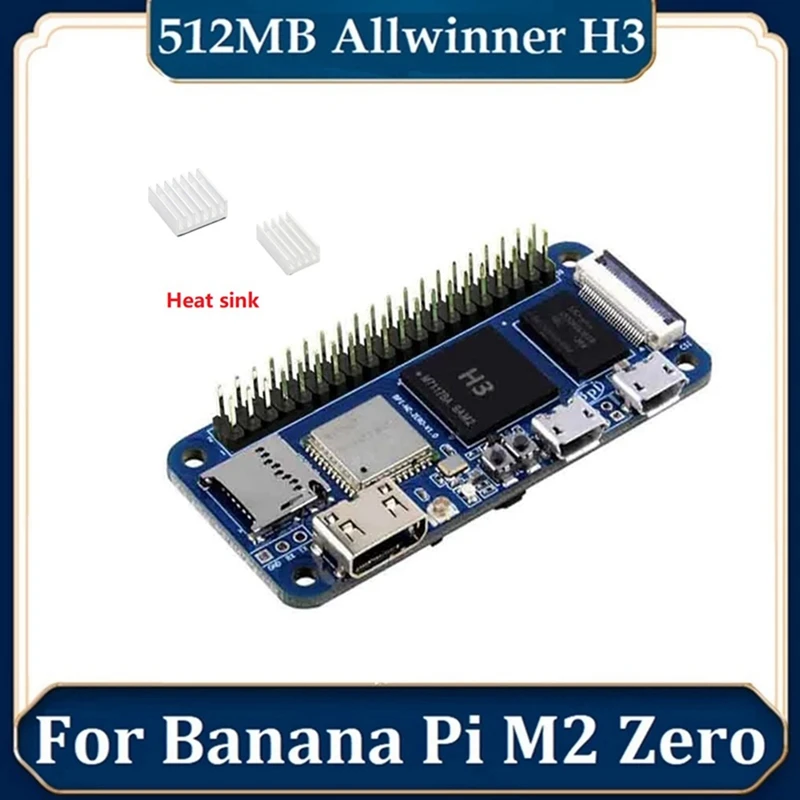 

BPI-M2 Zero Allwinner H3 + Quad Core Cortex-A7 H265/HEVC 1080P 512M DDR3, макетная плата компьютера с 2 радиаторами