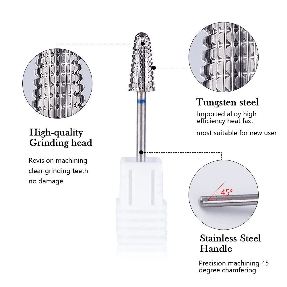 5 в 1 карбид-вольфрамовый насадок для ногтей с двойным вращением, фрезы "Вулкан/Торнадо" для быстрого удаления акрилового геля. ManucureTools on.