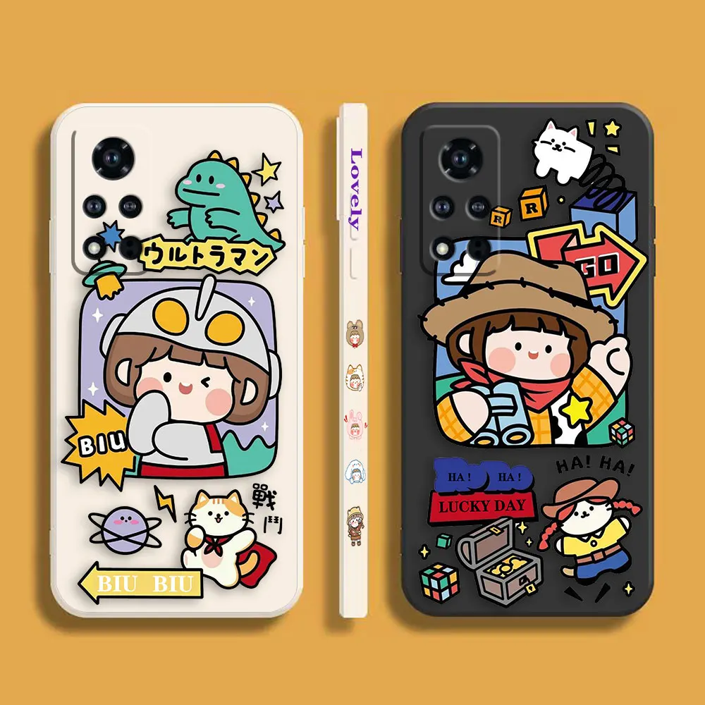 

Cute Little Girl Cat Phone Case For Honor MAGIC 3 4 5 Note 10 V10 V20 V30 V40 X10 X20 X30 X40 X40I PLAT 5 5T 6T PRO MAX 5G Case