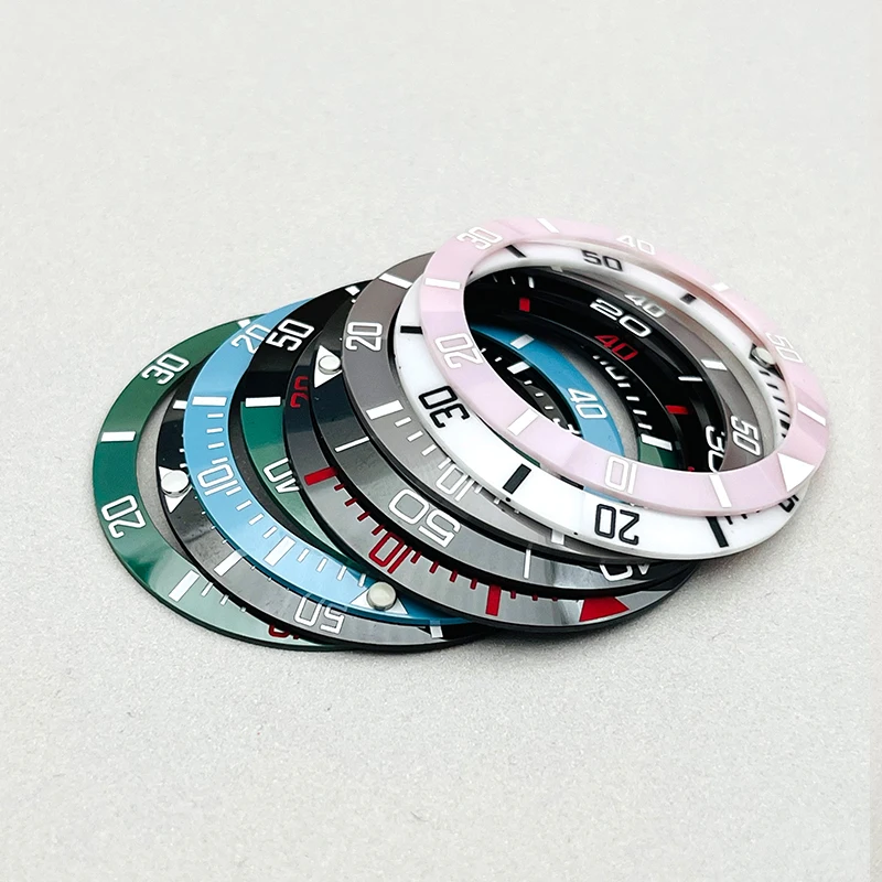 38mm Men's Mechanical Watch Case Sloped Ceramic Bezel Insert Ring Inner Diameter 30.5mm Fits SUB Watch Replace Repair Parts