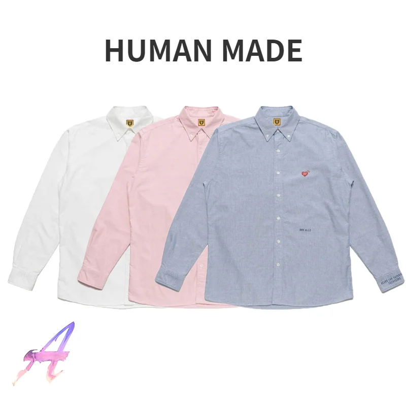 Fall 2022 Human Made Shirt High Quality Men Women Couple Love Embroidery Long Sleeve Casual Shirts