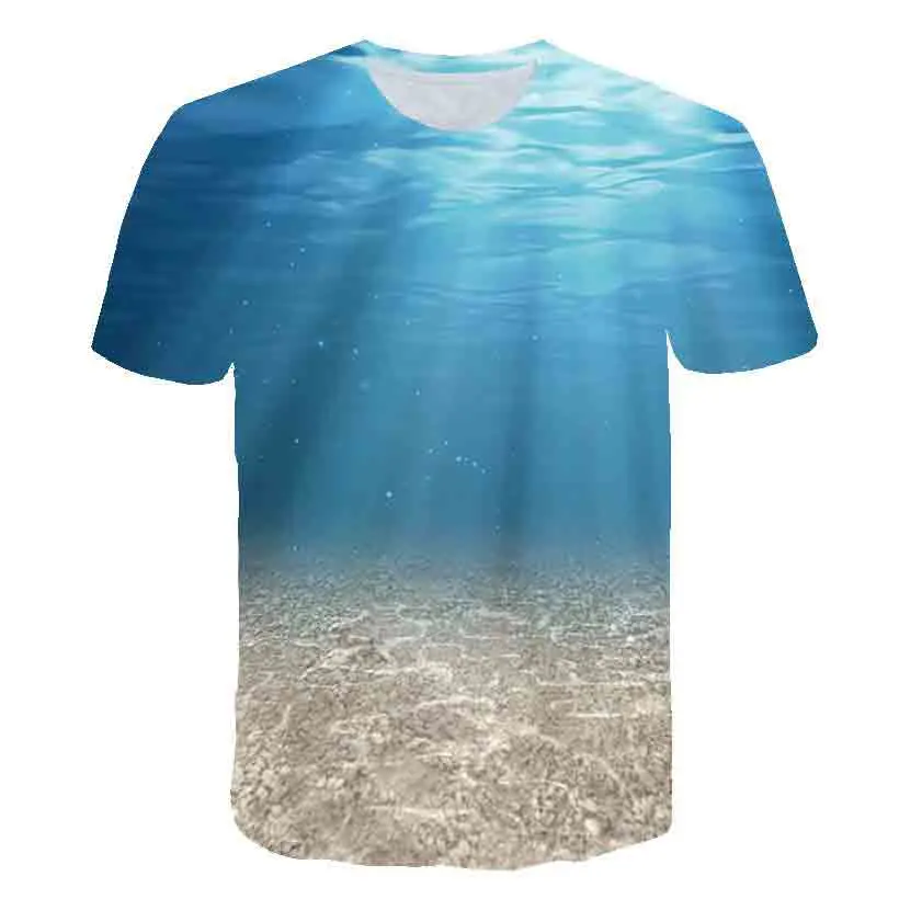

Factory direct selling 3D printed seashore landscape t-shirt fashion men's t-shirt casual beach style natural landscape t-shirt