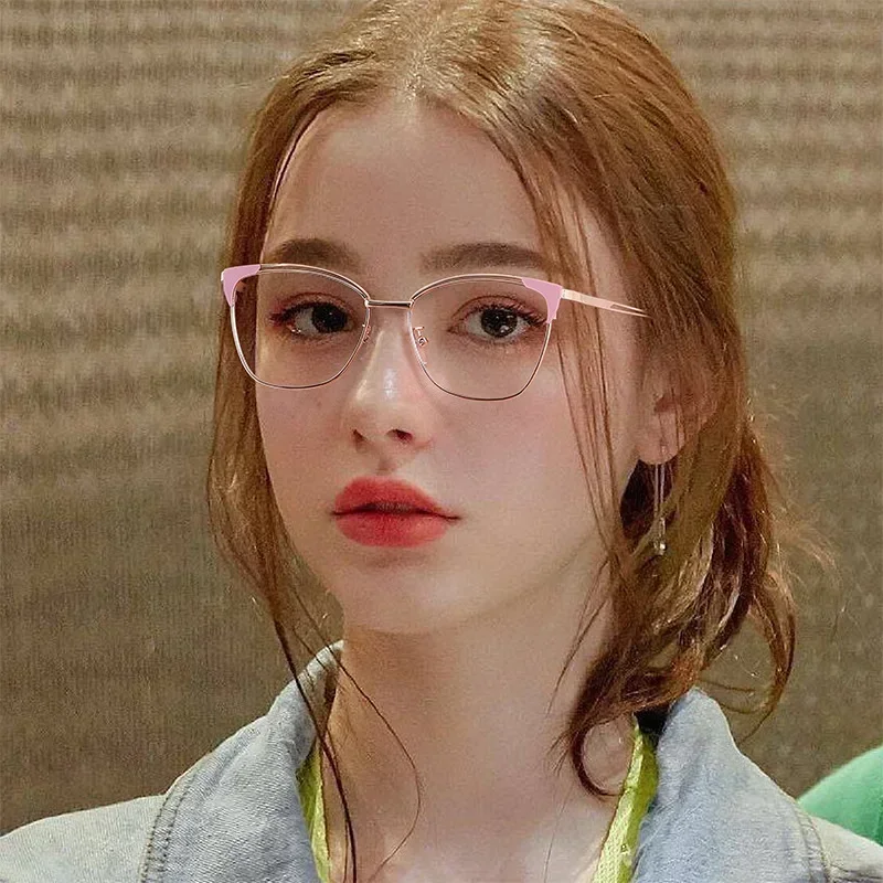 2024 новые модные металлические полые очки кошачий глаз оправа для женских очков с