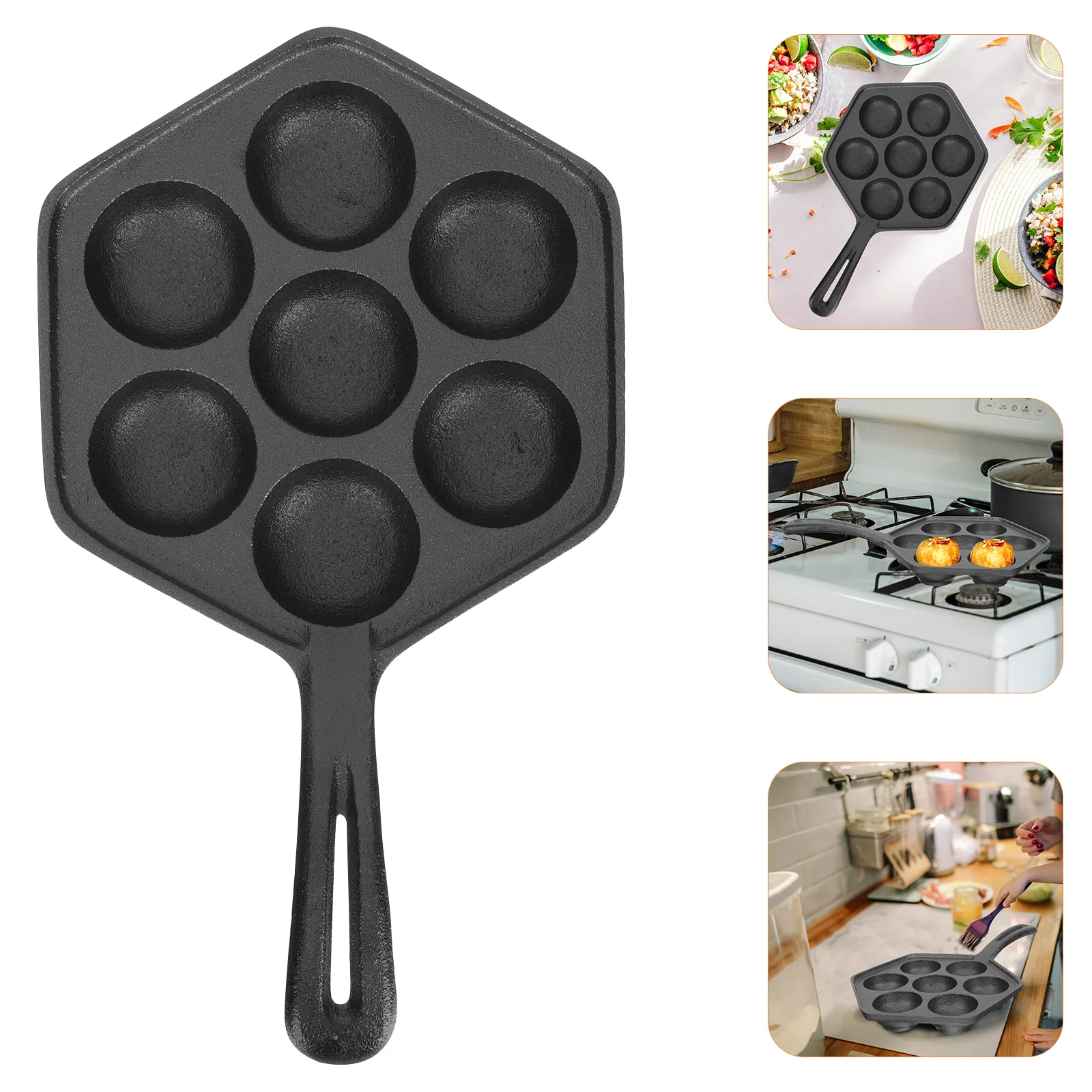 

Чугунный противень Takoyaki с семью ячейками, антипригарный противень для выпечки Takoyaki, инструмент «сделай сам»