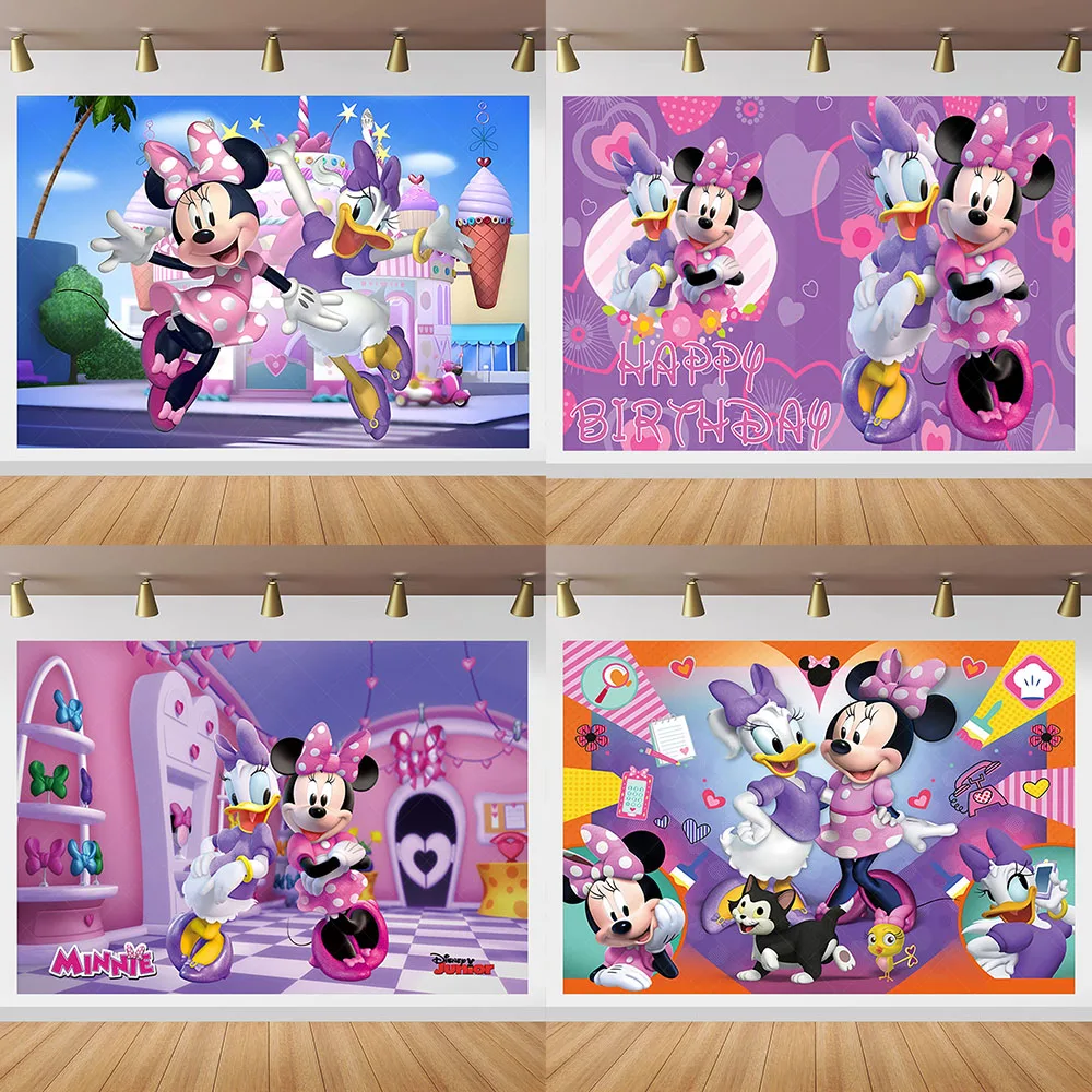 Виниловый фон для студийной фотосъемки с изображением Минни Маус маргаритки