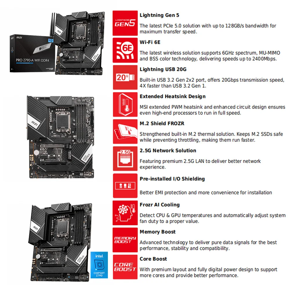 Новинка Материнская плата MSI PRO Z790-A WIFI DDR4 intel Z790 LGA 1700 ...