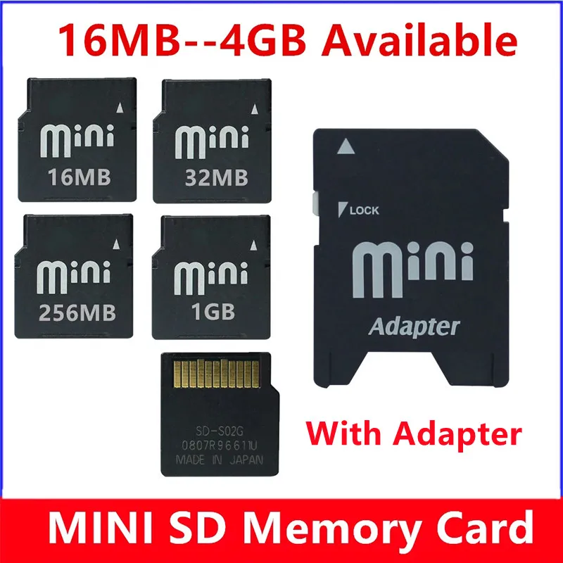 Original MINI SD Card 32MB 64MB 128MB 256MB 512MB 1GB 2GB 4GB Minisd Card Flash Memory Card For Cellphone With adapter