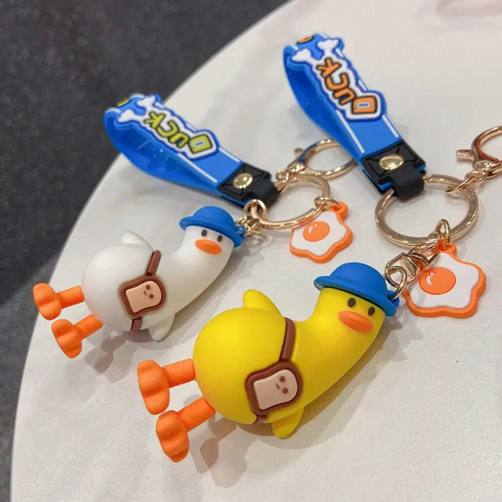

1 Pc Cute Cartoon White Yellow Tilted Head Duck Key Ring Schoolbag Phone Car Key Pendant Fun Bag Charm Cute Key Buckle
