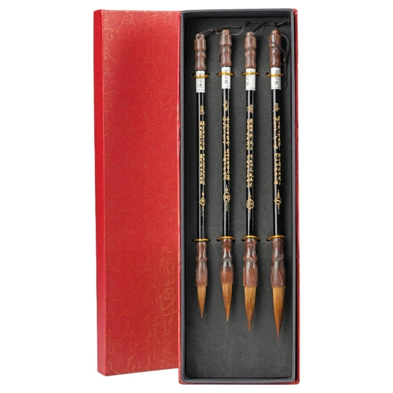 

4 Pcs Chinese Calligraphy Brush Set Weasel Hair Brush Pen Painting Writing Brushes Office School Supplies for Beginners