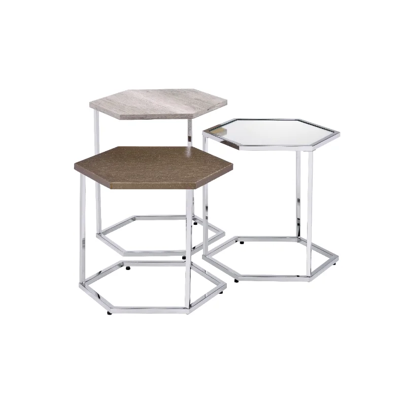 

ACME Simno Hexagon Nesting Tables in Chrome