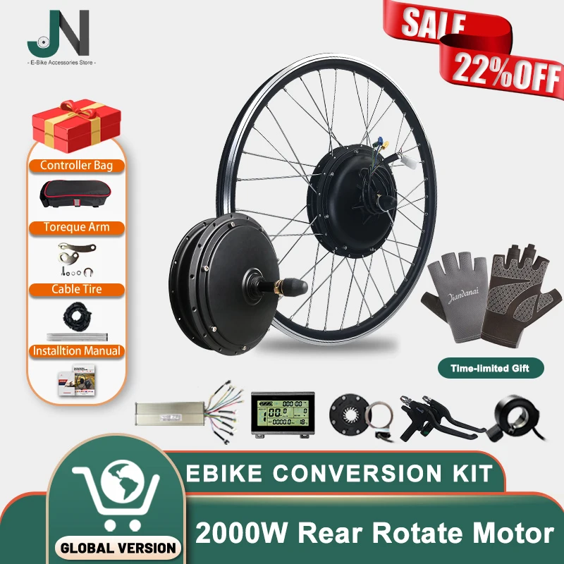 

48V 2000W Rear Rotate Drive Motor Ebike Conversion Kit with KT Parts and 20-29 Inch 700c Wheel Fork Size 135-142mm for Scooter