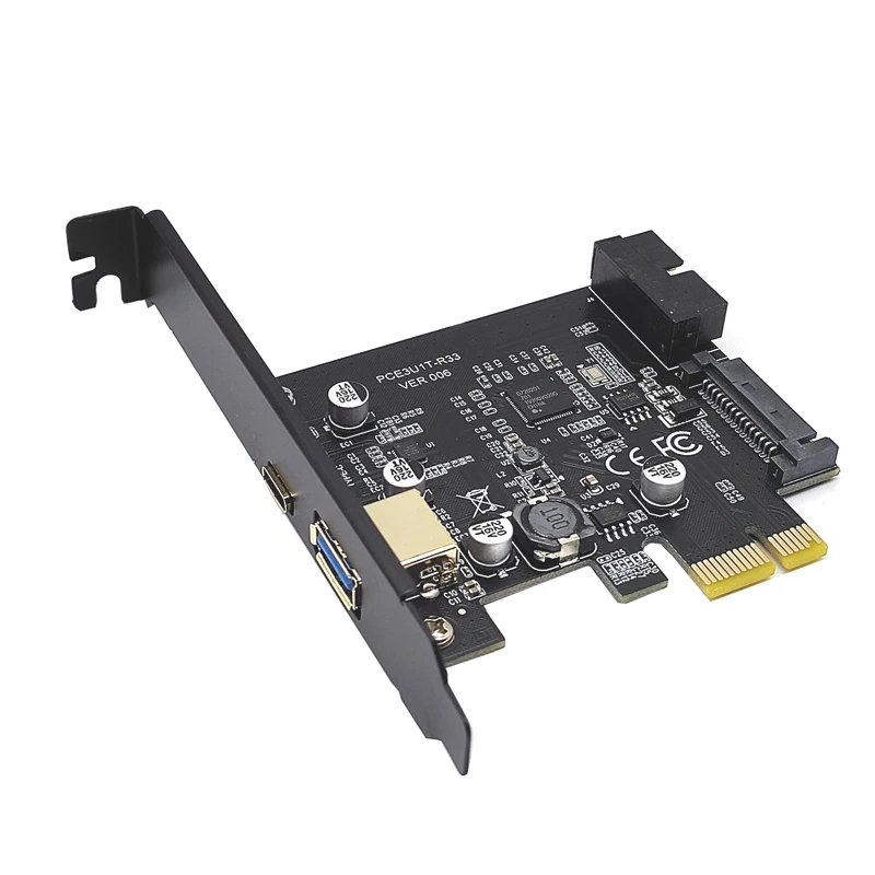 

USB 3.1 PCI Express Card Adapter USB3.1 Type C 19pin 19 pin Front USB 3.0 PCI-E Controller USB3 PCIE X1 Converter Expansion Card