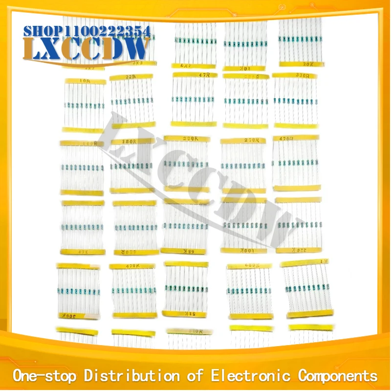 

24 ценоx10 шт. = 240 шт. 1/4 Вт 0,25 Вт 1% 4,7 k-68k металлический пленочный резистор стандартной яркости, новая и оригинальная упаковка