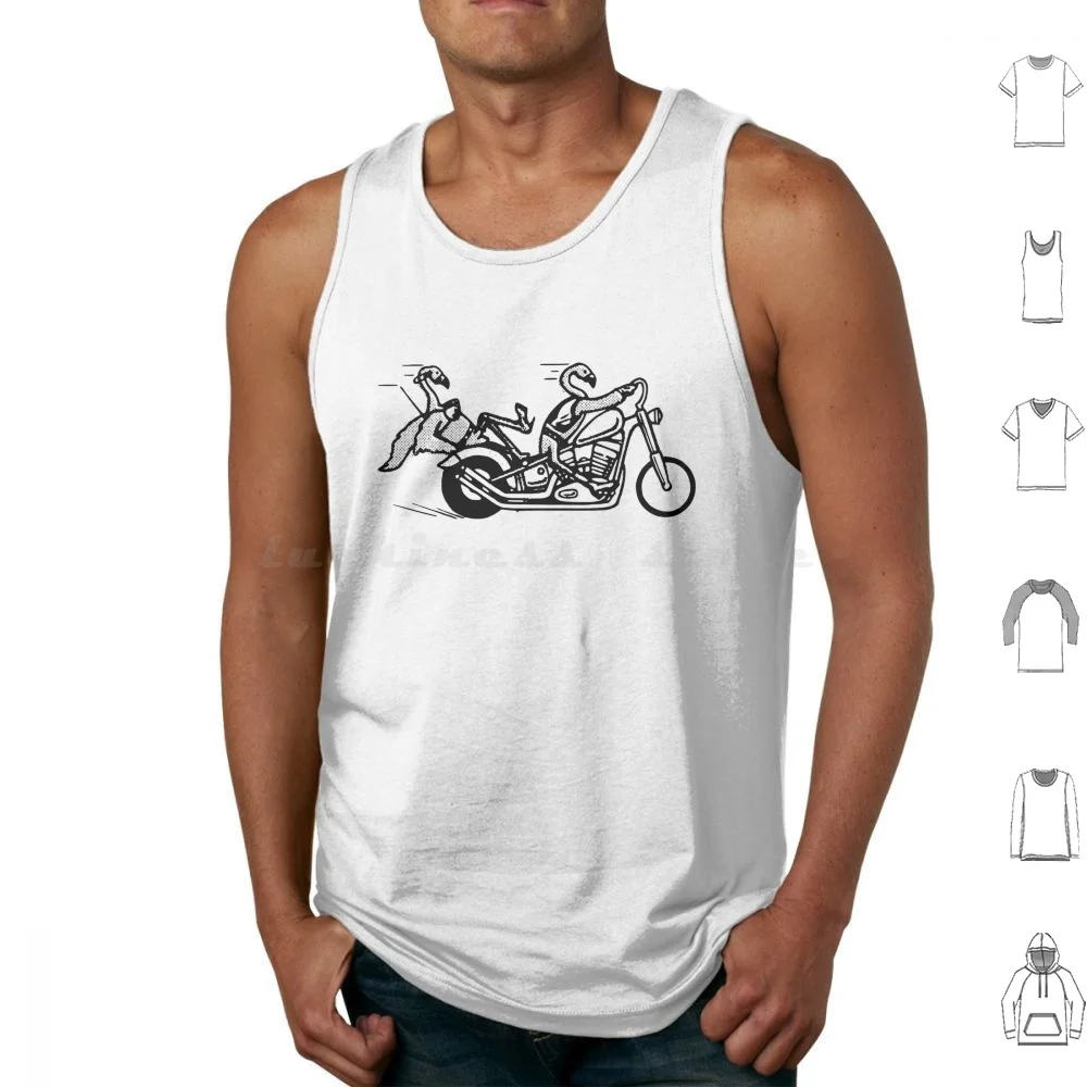 

Motorbike Flamingoes Tank Tops Vest Sleeveless Motorbike Flamingo Vintage Retro Animals Lsd Blotter Drugs 60S Hippy Cool Pulp