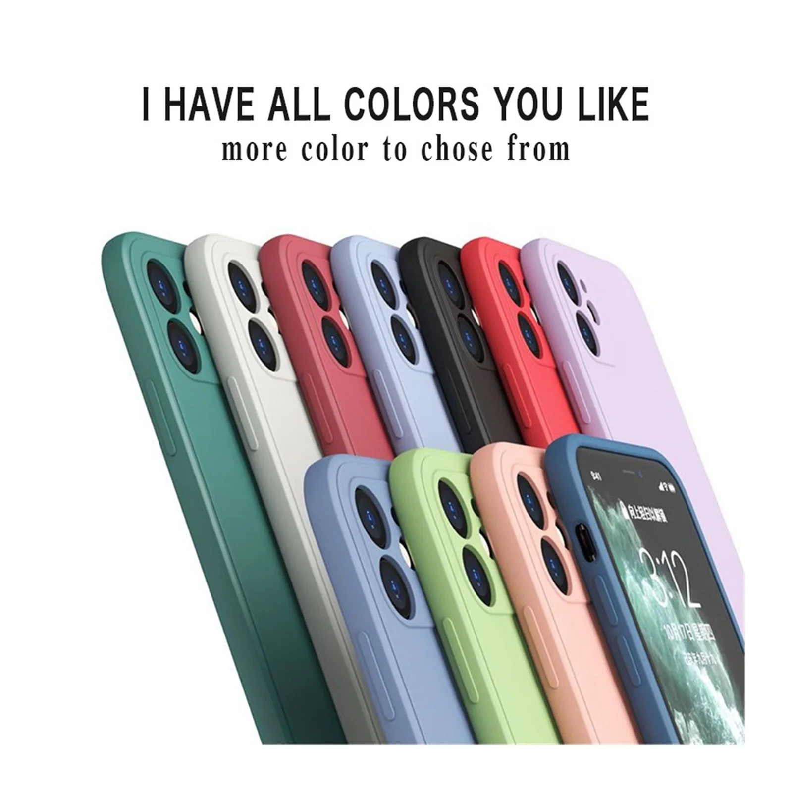 

Luxury Original Square Liquid Silicone Phone Case For iPhone 12 11 Pro Max Mini XS X XR 7 8 Plus SE 2 Thin Soft Cover Candy Case