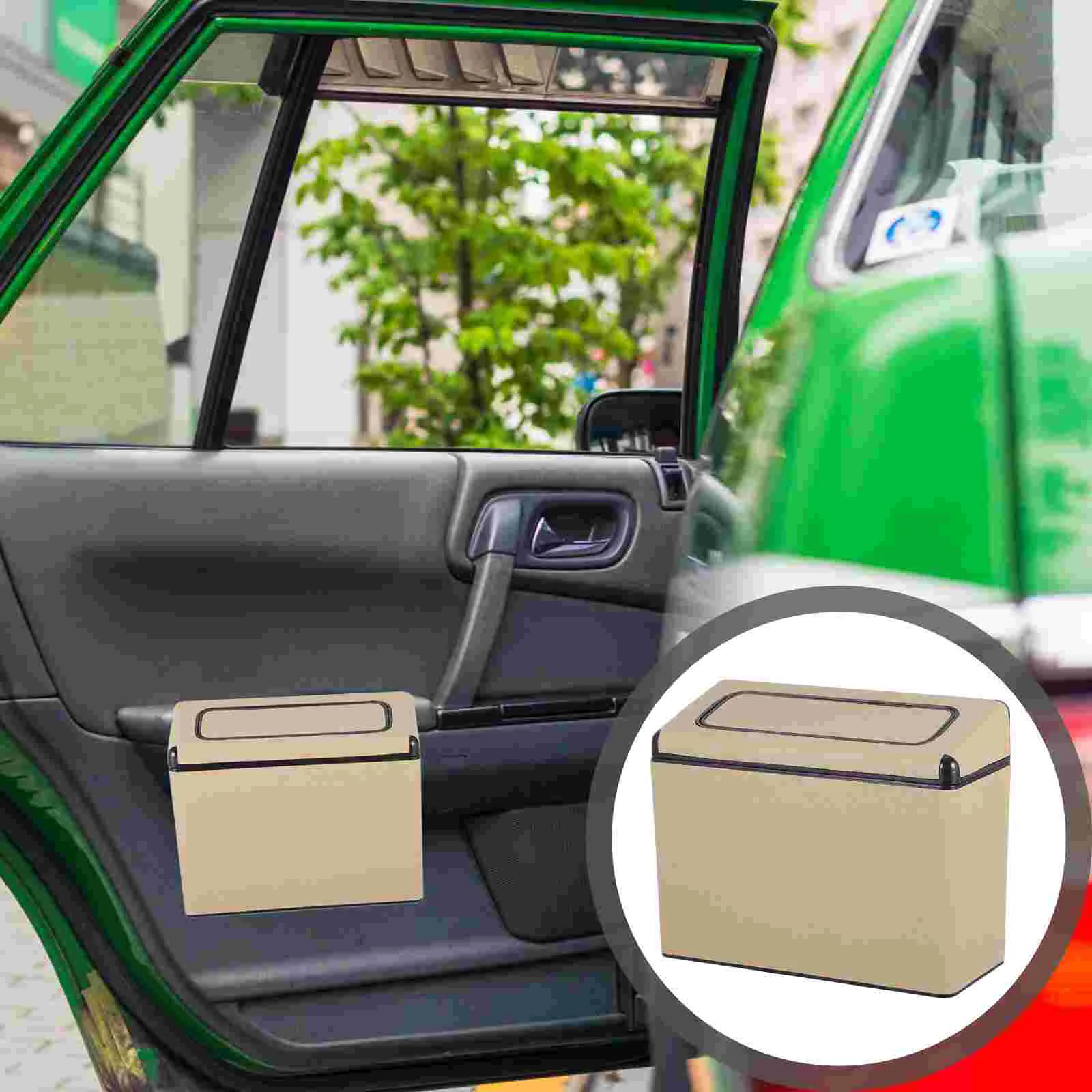 

Portable Car Portable Litter Box Car Dustbin Can Leakproof Vehicle Trash Bin